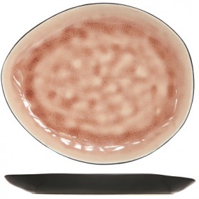 Oval plate black and rose 7.68"x 6.30" /19.5cm x 16cm - Set of 6