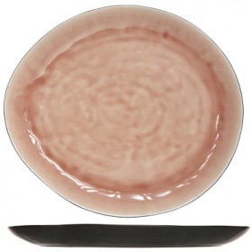 Oval plate black and rose  32.5x28.5cm (12.8"×11.2") - Set of 2
