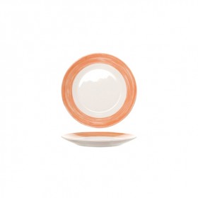 Round dinner plate white/orange 7.5"/19cm - Set of 6