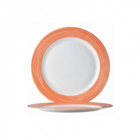 Round dinner plate white/orange 6"/15.5cm - Set of 6