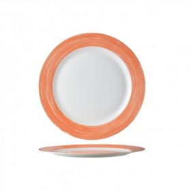 Round dinner plate white/orange 9.1" / 23.5cm - Set of 6