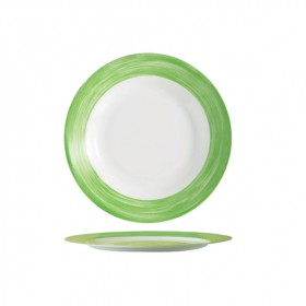 Round dinner plate white/green 9.3 in / 23.5 cm - Set of 6