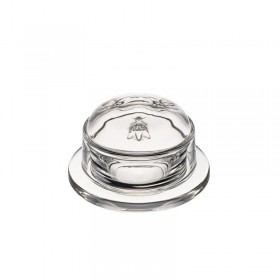 Transparent mechanical glass butter dish with lid