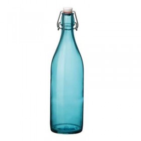 Sky blue glass bottle 34 oz / 1 L 3 x 3 x 13" / 8 x 8 x 32 cm
