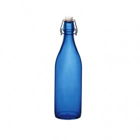 Dark blue glass bottle 34 oz / 1 L 3 x 3 x 13" / 8 x 8 x 32 cm