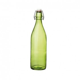 Green glass bottle 34 oz / 1 L 3 x 3 x 13" / 8 x 8 x 32 cm