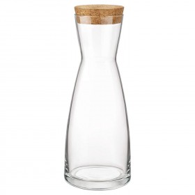 Transparent glass carafe with cork cap 34 oz / 1 L