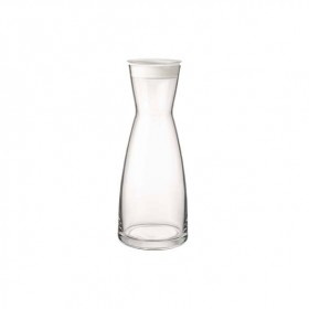 Transparent glass carafe 32 oz / 1L with plastic white lid