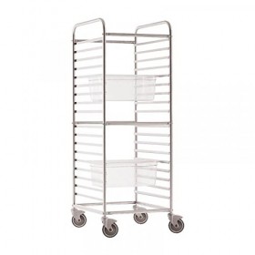 Stainless steel transport gastronorm rack trolley GN 2/1 18 rails 73 x 62 x 171cm / 28.7 x 24.4 x 60.2"
