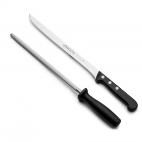 Set of flexible ham knife and sharpener - gift box