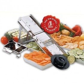Professional Stainless steel mandoline + steel guard & wooden handle 16 x 5 x 2" / 41 x 13.5 x 4 cm