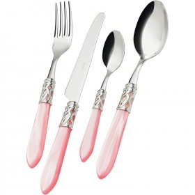 24 pieces cutlery set 18/10 stainless steel - chrome ring - pink pearl effect handle