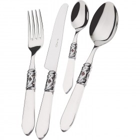 24 pieces cutlery set 18/10 stainless steel - chrome ring - transparent handle