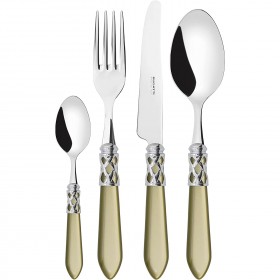 24 pieces cutlery set 18/10 stainless steel - chrome ring - green CERTOSA silk effect handle