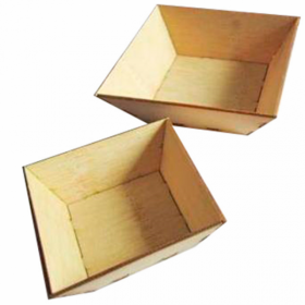 Disposable mini bamboo recipient in natural color 5x5x2 cm / 2 x 2 x 0.7" - Set of 100
