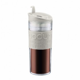 Insulated plastic travel mug 15.2oz / 45cl white cream - Singly sold