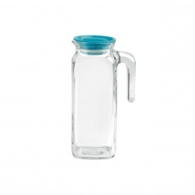 Glass jug 32 oz / 1 L blue plastic lid