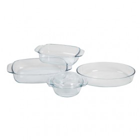 Set of 4 glass oven plates