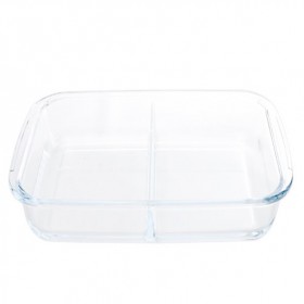 Rectangular glass oven dish 2 compartments 13.4 x 8.3" 