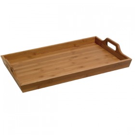 Rectangular bamboo serving tray with handles 18 x 12 x 2.4" / 45 x 30 x 6 cm