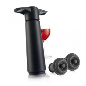 Black steel vacuum pump set + 2 bottle stoppers