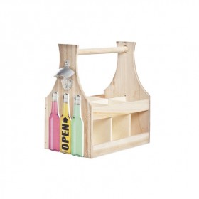 Wooden Wine holder with bottle opener - 28 x 17 x 29cm / 11 x 6.6 x 11.4"