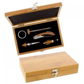Wine set - sommelier bamboo box - 5 pieces