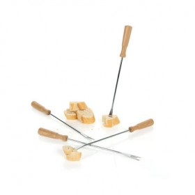 Set of 4 fondue cheese forks oakwood 22cm/8,7"