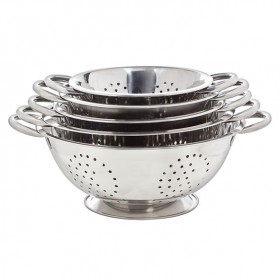 Set of stainless steel strainer 18cm, 22cm, 24cm, 26cm et 28cm / 7", 8.6", 9.4", 10" and 11"
