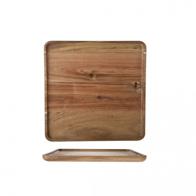 Rectangular acacia wooden serving tray 10 x 10 x 0.4