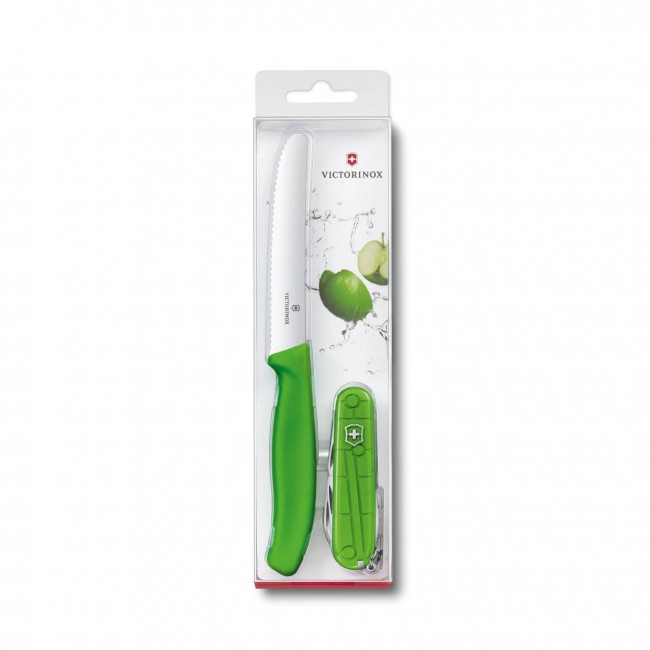 Tomato knife and swiss army knife green set swissclassic victorinox