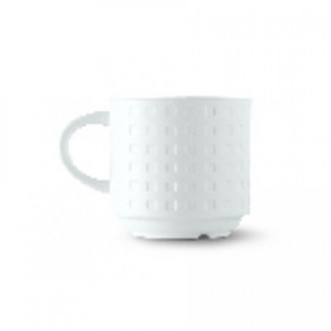 Porcelain white stackable coffee cup / mug 6oz / 18cl with square geometric  patterns - Satinique - Chef & Sommelier