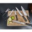Wooden knife block with integrated sharpener - 7 pieces - black handle