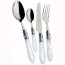 24 pieces cutlery set 18/10 stainless steel - chrome ring - white handle - Aladdin - Bugatti