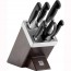 Wooden knife block with integrated sharpener - 7 pieces - black handle - Sharpblock - Zwilling
