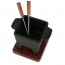 Fondue set black sandstone 6,8oz/200ml with oakwood plate - Life - Boska