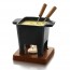 Fondue set black sandstone 6,8oz/200ml with oakwood plate - Life - Boska