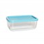 Rectangular glass food container blue plastic lid 8 x 5 " / 21 x 13 cm - Frigoverre - Bormioli Rocco
