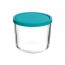 Round high glass food container turquoise plastic lid - Frigoverre - Bormioli Rocco