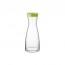 Transparent glass carafe 32 oz / 1L with plastic green lid - Ypsilon Brio - Bormioli Rocco