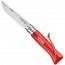 Adventurer knife n°8 - 8.5 cm blade red beechwood handle with leather link - Tradition - Opinel