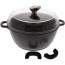 Round casserole dish 11" / 28cm stone style cast aluminium - glass lid - Premium - Pradel Excellence