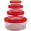 Round glass storage boxes red plastic lid Ø 4",6",7",9" (11,15,18,23cm) - Set of 4 - Gelo Box - Bormioli Rocco