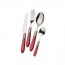 24 pieces cutlery set 18/10 stainless steel - chrome ring - burgundy silk effect handle - Aladdin - Bugatti