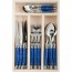 24-Piece stainless steel cutlery set with blue marbled handles and wooden cutlery tray - Laguiole - Jean Dubost