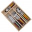 24 pieces colorful handle stainless steel cutlery set in wooden tray - Laguiole - Jean Dubost