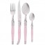 24 pieces pink cutlery set in stainless steel - Wooden cutlery tray - Jean Dubost