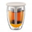 Glass double wall 12oz / 35cl with tea strainer off white - Tea for One - Bodum