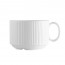 White stackable coffee cup with handle 6.1oz / 18cl with straight lines pattern in relief - Ginseng - Chef & Sommelier