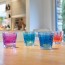 Blue water glass with stripes patterns 8.5oz / 25cl - Set of 6 - Vario Struttura